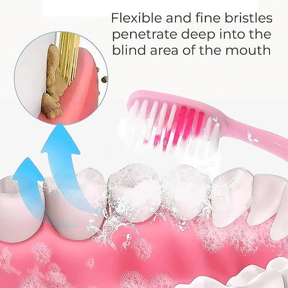 2-in-1 Tooth Brush Tongue Scraper, Soft Bristle & Long Handle (8Pcs) Soft Toothbrush